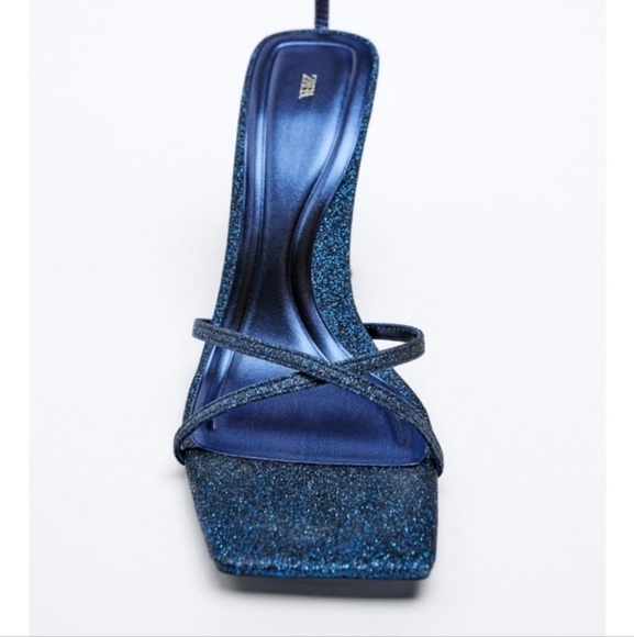 ZARA Strappy glittered Heeled Sandals Sz-9 - Picture 4 of 10
